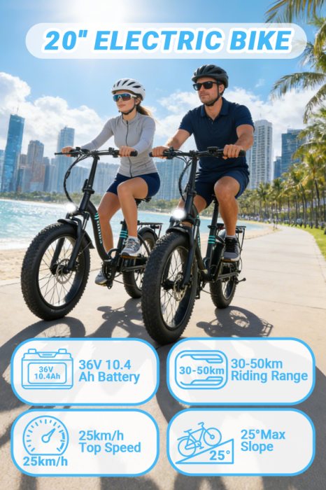 Bicicletă electrică S1 20” cu baterie 36V 10.4Ah, autonomie până la 50 km și Shimano 7 viteze. Ideală pentru oraș și deplasări zilnice. [2]