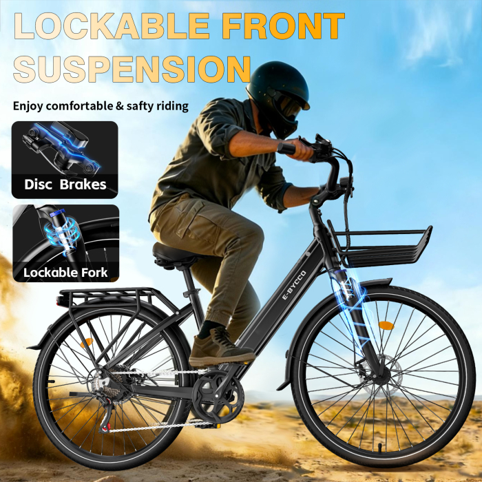 Bicicletă electrică V1 Black 28”, baterie 36V 15.6Ah, autonomie 45–90 km, motor 250W, Shimano 7 viteze [5]