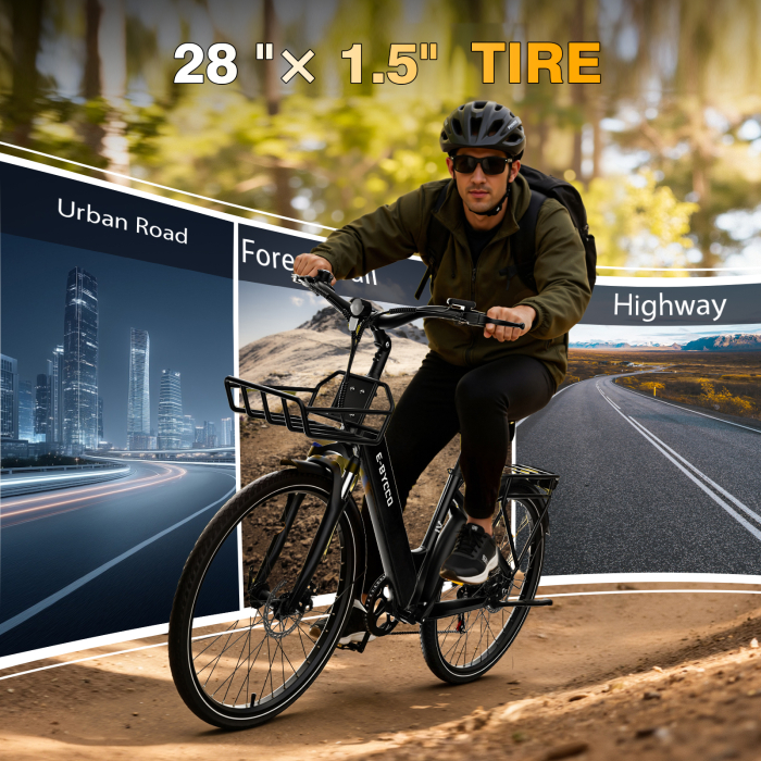 Bicicletă electrică V1 Black 28”, baterie 36V 15.6Ah, autonomie 45–90 km, motor 250W, Shimano 7 viteze [4]