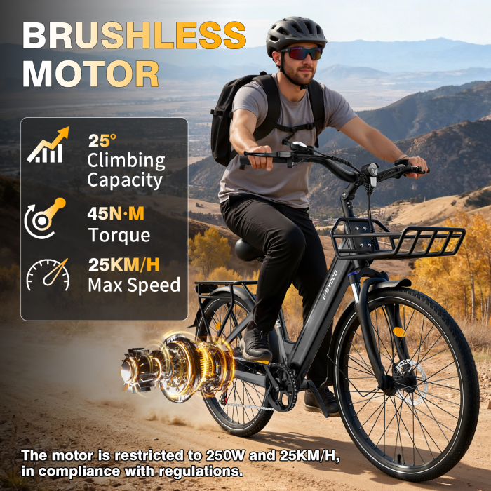 Bicicletă electrică V1 Black 28”, baterie 36V 15.6Ah, autonomie 45–90 km, motor 250W, Shimano 7 viteze [3]