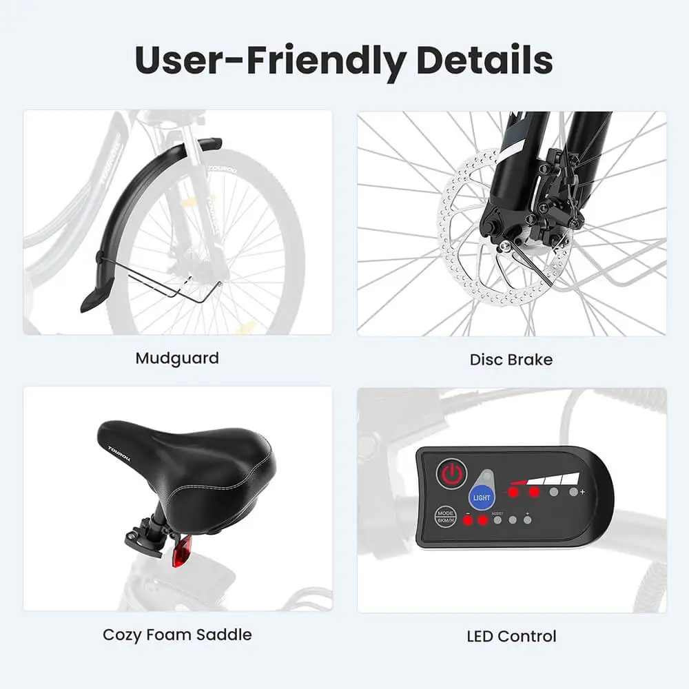 Bicicletă Electrică Touroll B1 250W 36V 15.6Ah 90 km 26 Inch Shimano 7 Viteze [14]