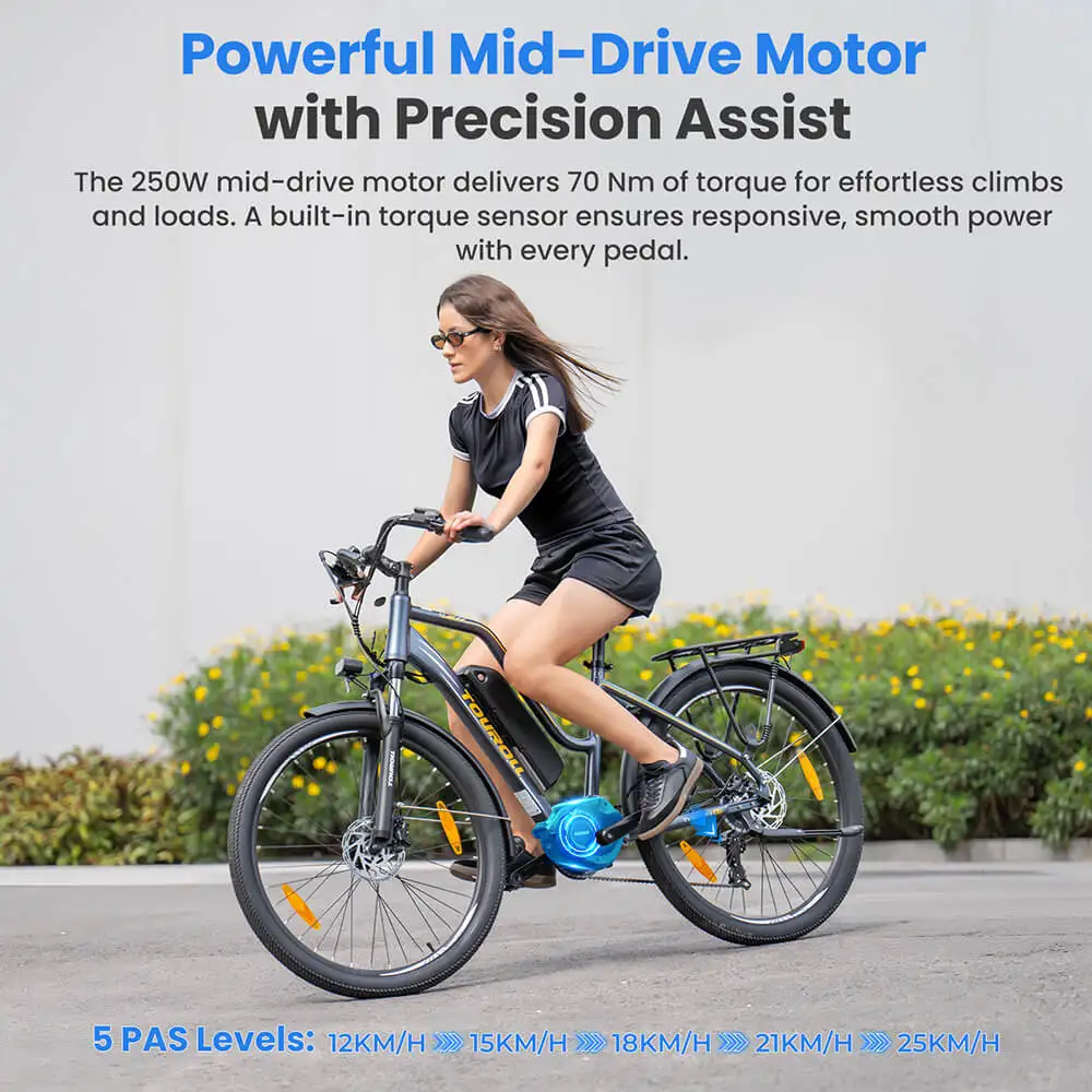 Bicicletă Electrică Touroll MA2 Mid-Drive 250W 36V 13Ah Autonomie 100km [2]