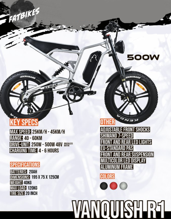 Bicicleta electrica ULTRA Vanquish R1 Fat Bike 500W 48V [2]