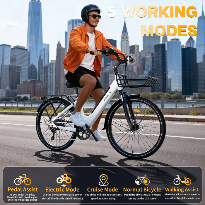 Bicicletă electrică V1 Black 28”, baterie 36V 15.6Ah, autonomie 45–90 km, motor 250W, Shimano 7 viteze [6]