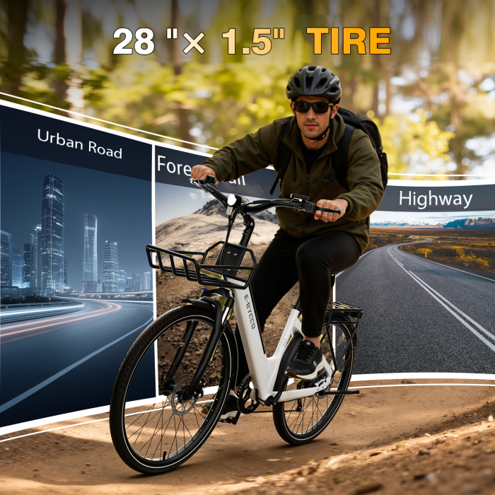 Bicicletă electrică V1 Black 28”, baterie 36V 15.6Ah, autonomie 45–90 km, motor 250W, Shimano 7 viteze [4]