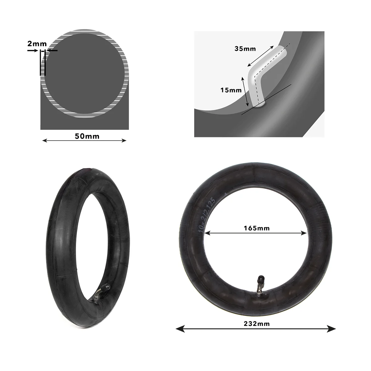 Cameră de aer întărită 10×2.125 (valvă 45º 90º) – Premium [Amalibay] [4]
