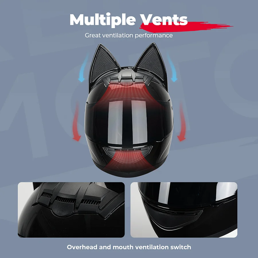 Cască Moto Full Face cu Urechi Detașabile, DOT, Vizieră Dublă – Cat Ear Helmet [3]