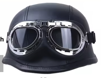 Cască Moto Vintage Open Face German Style cu Ochelari Aviator DOT [2]