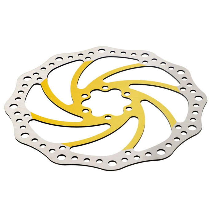 Disc de frana 140mm galben, dintat, 6 gauri - 44mm, pentru trotinete Smartgyro / Kugoo [2]