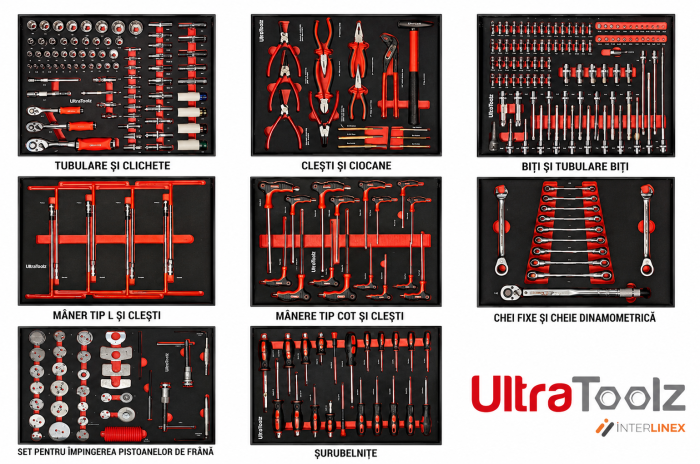 Dulap scule profesional 8 sertare 350 piese cu cheie dinamometrica UltraToolz [3]