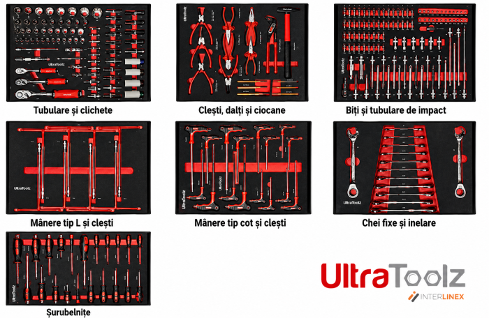 Dulap scule profesional PRO 7 sertare 299 piese self lock Wöhrstahl Slide Pro [3]