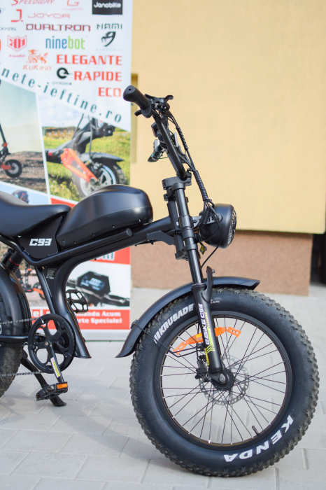 Fat-Bike Electric, Bicicleta C93, 1000w, Roti 20 inch, 55 km/h, Maro [4]
