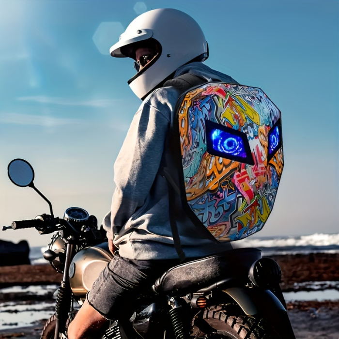 Ghiozdan LED Smart Moto – Rucsac Hard Shell cu ecran animat [4]