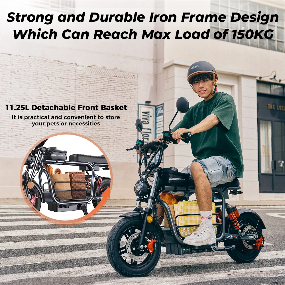 iScooter DX5 – Scuter Electric 1500W, Baterie 48V 15.6Ah, Roți 15”, Autonomie 72 km, Viteză 55 km/h, Suspensie Hidraulică [20]