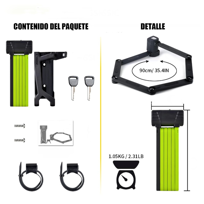 Lacat cu lamele si cheie (95 cm) [Suniik] - pentru trotinete electrice [4]