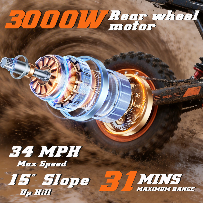 Motocicletă electrică Y66 off-road, motor 3000W, viteză 55 km/h, autonomie până la 50 km, roți 12/10 inch, suspensie dublă [3]