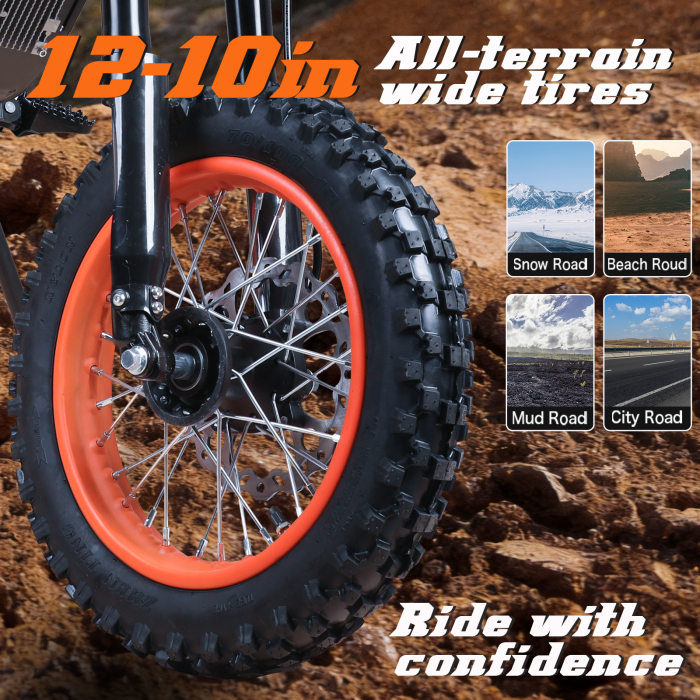 Motocicletă electrică Y66 off-road, motor 3000W, viteză 55 km/h, autonomie până la 50 km, roți 12/10 inch, suspensie dublă [5]