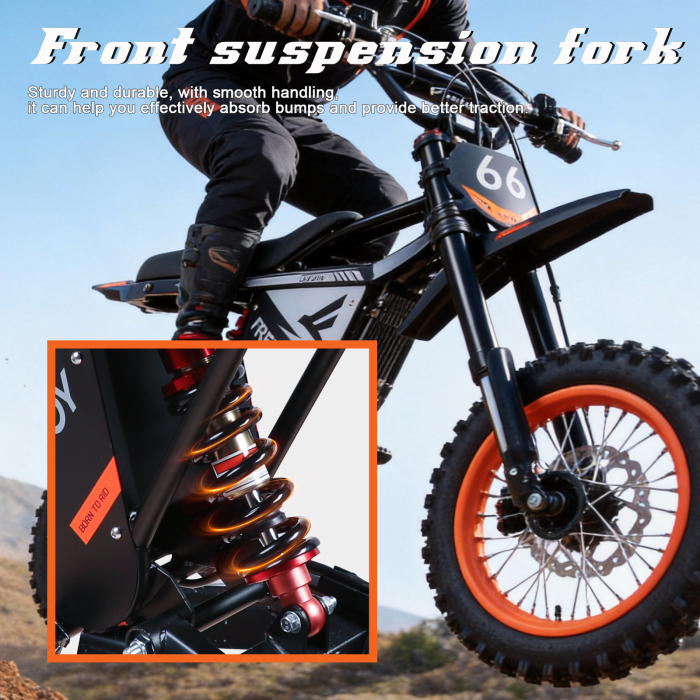 Motocicletă electrică Y66 off-road, motor 3000W, viteză 55 km/h, autonomie până la 50 km, roți 12/10 inch, suspensie dublă [4]