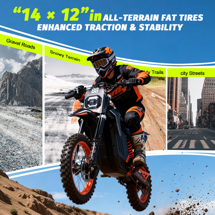 Motocicletă electrică Y88 off-road, motor mid-drive 3000W, baterie 48V 30Ah, viteză 55 km/h, autonomie până la 50 km, suspensie completă [4]