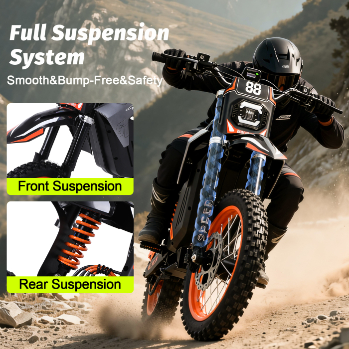 Motocicletă electrică Y88 off-road, motor mid-drive 3000W, baterie 48V 30Ah, viteză 55 km/h, autonomie până la 50 km, suspensie completă [2]