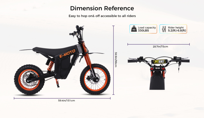 Motocicletă electrică Y01 off-road, motor 3000W, baterie 48V 30Ah, autonomie până la 45 km, viteză maximă 55 km/h [13]