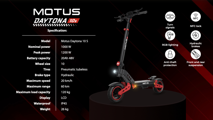 Trotinetă Electrică MOTUS Daytona 10s– Model Premium pentru Oraș [2]