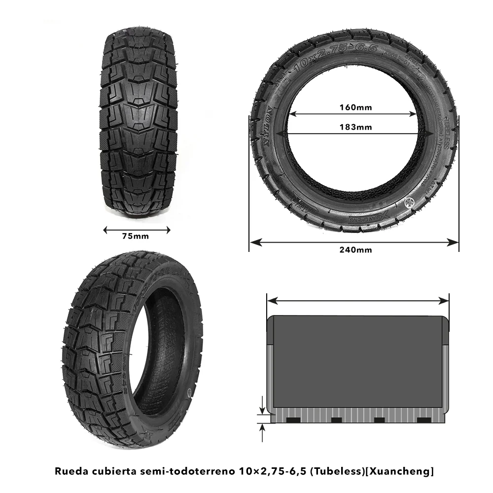 Roată clincher semi-off-road 10×2.75-6.5 Tubeless [Xuancheng] [5]