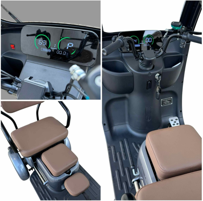 Tricicletă Electrică cu 2 Locuri, Acoperiș și Baterie 20Ah [8]