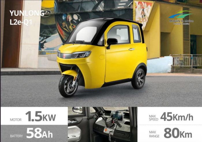 Triciclu Electric Cabinat EEC L2e Q1 3 Locuri 45 km/h Autonomie 80 km [2]