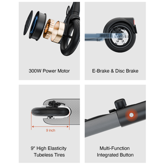 Trotinetă Electrică ES10 300W cu NFC și App Control – Roți Pneumatice 9 Inch [27]