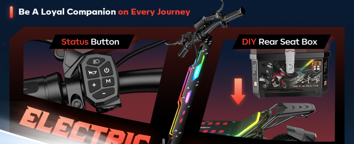 Trotinetă electrică off-road 6000W (2x3000W), baterie 60V 28Ah, viteză până la 75 km/h, autonomie 70 km, suspensie dublă, roți CST 12” [10]