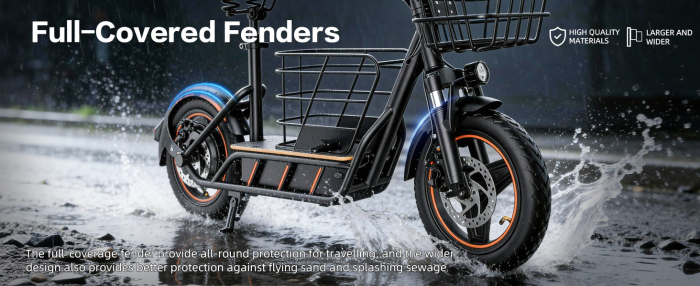 Trotinetă Electrică H14 600W cu Roți Pneumatice 14 Inch și Coș Frontal [8]