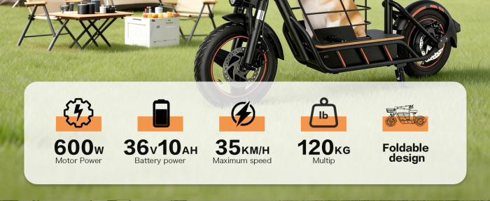 Trotinetă Electrică H14 600W cu Roți Pneumatice 14 Inch și Coș Frontal [4]