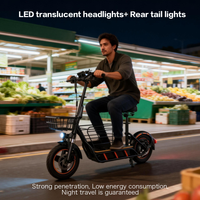 Trotinetă Electrică H14 600W cu Roți Pneumatice 14 Inch și Coș Frontal [2]