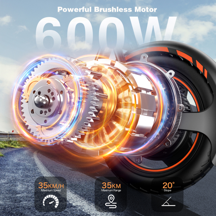 Trotinetă Electrică H14 600W cu Roți Pneumatice 14 Inch și Coș Frontal [11]