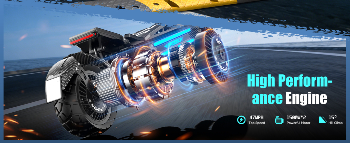 Trotinetă electrică H16 3000W (2x1500W), baterie 60V 30Ah, autonomie 70–80 km, viteză 75 km/h, roți 11”, frâne hidraulice [11]