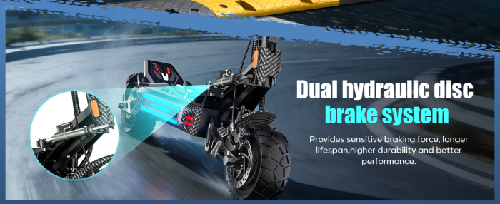 Trotinetă electrică H16 3000W (2x1500W), baterie 60V 30Ah, autonomie 70–80 km, viteză 75 km/h, roți 11”, frâne hidraulice [10]