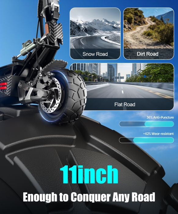 Trotinetă electrică H16 3000W (2x1500W), baterie 60V 30Ah, autonomie 70–80 km, viteză 75 km/h, roți 11”, frâne hidraulice [2]