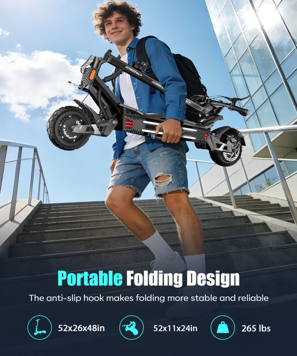 Trotinetă electrică H16 3000W (2x1500W), baterie 60V 30Ah, autonomie 70–80 km, viteză 75 km/h, roți 11”, frâne hidraulice [3]