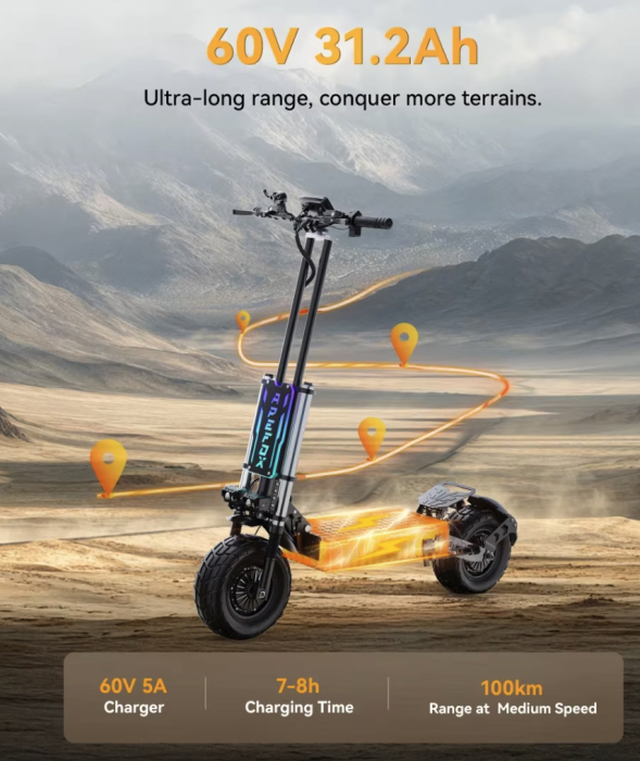 Trotineta Electrica APEFOX T90 4200W 60V 31.2Ah Dual Motor Off-Road [5]