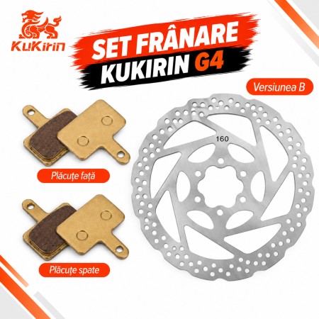 Consumabile & Unelte - Set Frână KuKirin G4 Versiunea B – 2 Seturi Plăcuțe Față + Spate + Disc 160 mm