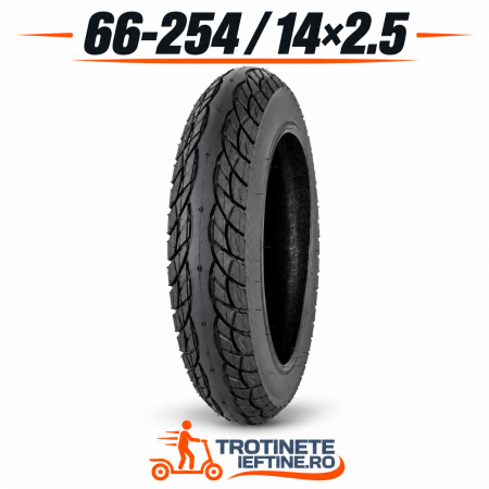 Piese - Anvelopă 14x2.50 (66-254) Negru pentru Trotinete Electrice, Scutere și Vehicule cu Roți de 14 Inch