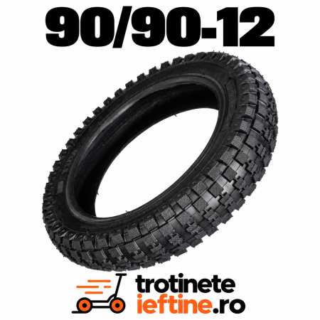 Senzori Hall - Anvelopă 90/90-12 (90x90-12, 300-12) profil teren pentru pit bike, minimoto și scutere