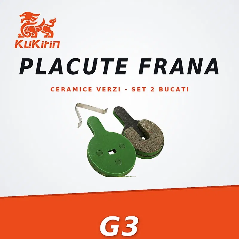 Frâne - Placute Frana Ceramice Verzi KuKirin G3 – Set 2 Bucati cu Arc de Fixare