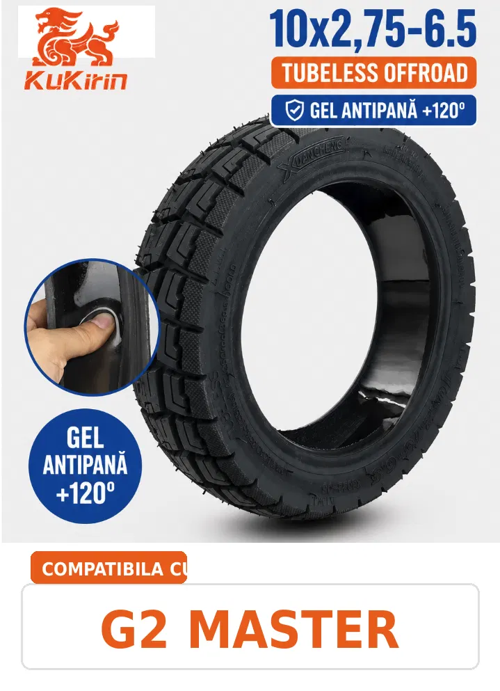 Camere de aer - Anvelopa KuKirin G2 Master 10x2,75-6,5 Tubeless cu Gel Antipana