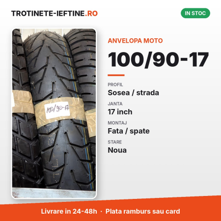 Piese - Anvelopa moto 100/90-17, profil sosea / strada, janta 17 inch