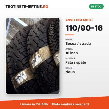 Piese - Anvelopa moto 110/90-16, profil sosea / strada, janta 16 inch