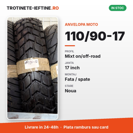 Piese - Anvelopa moto 110/90-17, profil mixt on/off-road (dual-sport), janta 17 inch