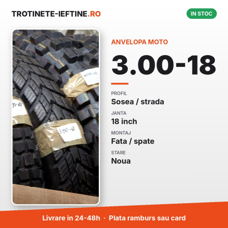 Piese - Anvelopa moto 3.00-18, profil sosea / strada, janta 18 inch