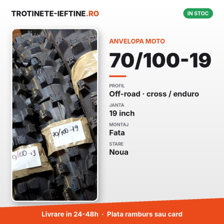 Piese - Anvelopa moto 70/100-19 fata, off-road (cross/enduro), profil cu crampoane, janta 19 inch
